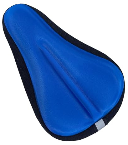PEDDLET Gel Kids Bike seat Cover 9x6 Child Comfortable Bike seat Cushion Cover Anti-Slip Adjustable Bicycle seat Cover for Boys&Girls Breathable Reflective Strip (Blue)