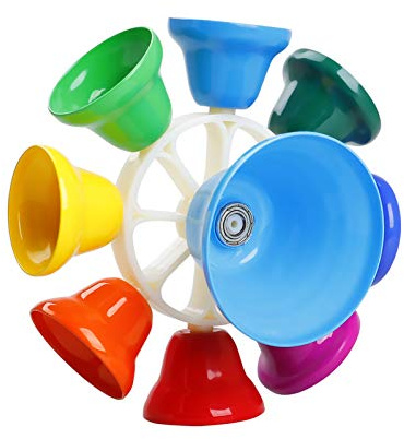 GOWENIC Jouet D'instrument de Percussion de Cloche à Main de 8 Notes pour des Enfants, Cloche Musicale Colorée D'éducation Précoce avec Le Bâton pour l'enfant en Bas âge