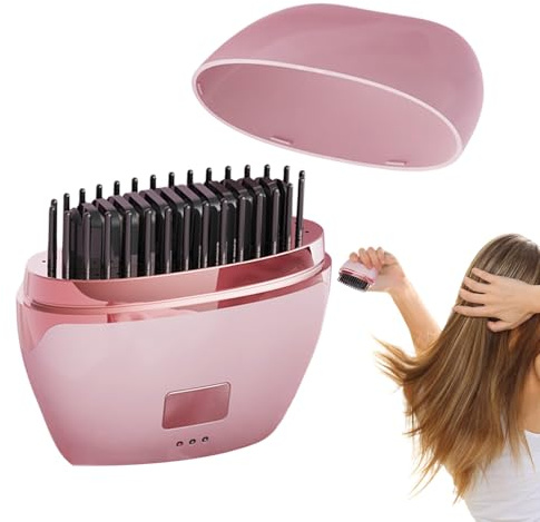 Cepillo Alisador para Pelo Sin Cable Peine Portátil de 3 Temperaturas | Alisador Estilizador de Cabello de Calentamiento Rápido Para Cabello Encrespado Hombres y Mujeres Diario Viaje Hogar Salón