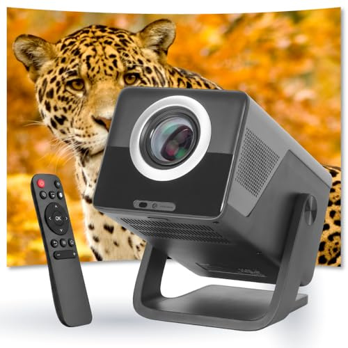 iggual Mini proiettore 4K 1080p Pro 800 ANSI, Android 14, Autofocus, Correzione automatica, WiFi 6, Bluetooth 5.4, Proiezione 40-150, Pivotante 180° - Modello MP1080p Pro- Nero