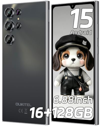 OUKITEL C61 Mobile Phones, 6.88 Display, 16GB+128GB/1TB, Android 15 Phone | 5150mAh Battery Smartphone with 13MP Camera, 4G Dual SIM Free Mobile Phone Unlocked, Fingerprint/Face ID, 90Hz/GPS/BT5.0
