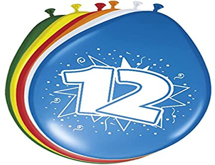 Folat 08213 - Zahlenballons/Ballon mit Zahl 12-12 / 30 cm - 8 STK.