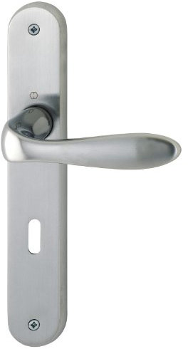 Hoppe – La Manija de porte (Plaque longue) Genova Chrome mat/chrome pour l'ensemble de design de la porte intérieure, ovale Hoyos