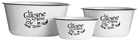 PREMIER Housewares 0509888 La Cuisine De Mere Set di 3 Ciotoli, Metallo, Bianco