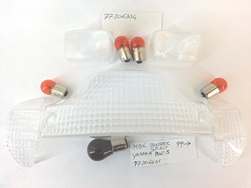 RMS KIT 4 GEMME FRECCE + VETRO FANALE POSTERIORE TRASPARENTI compatibile con YAMAHA BOOSTER SPIRIT 99-2000 - CON 5 LAMPADINE OMAGGIO