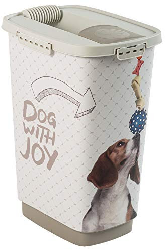 Rotho MyPet Cody Tierfutterbehälter 25l mit Deckel und Schüttvorrichtung, Kunststoff (PP) BPA-frei, anthrazit/weiss, 25l (33.0 x 25.0 x 46.3 cm)