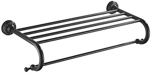 VHVCX Antike Geschnitzte Bad-Accessoires Wc-Bürstenhalter Aus Massivem Messing Bad-Hardware Sets Seifenschale Retro Black Banyo Aksesuarları, Handtuchwärmer