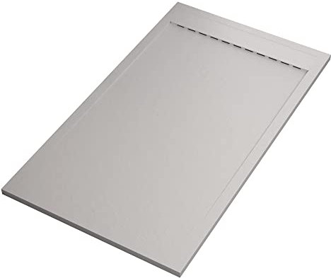Prestige Mineral Receveur de douche en marbre, grille latérale, blanc 90x120