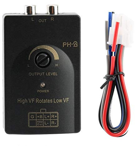 Broco Line Output Converter,2-Channel Speaker Wire to RCA Adapter Auto Car Output Stereo Speaker High to Low Level Converter for Car Stereo