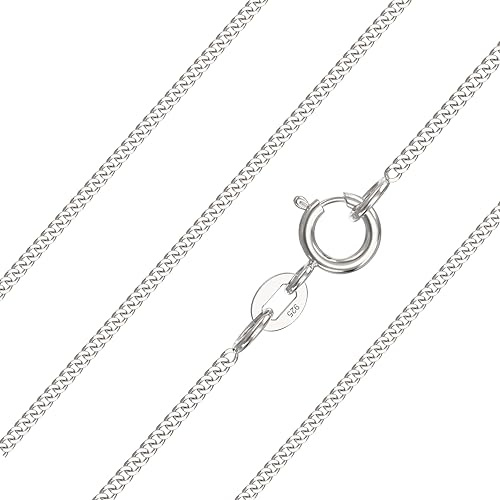 Aeon 925 sterling silver halsband, 0,7 – 2 mm, 16 – 30 tum kedjor | för skiktade utseende, gåvor eller hänge ersättning, 18, Silver, Diamant