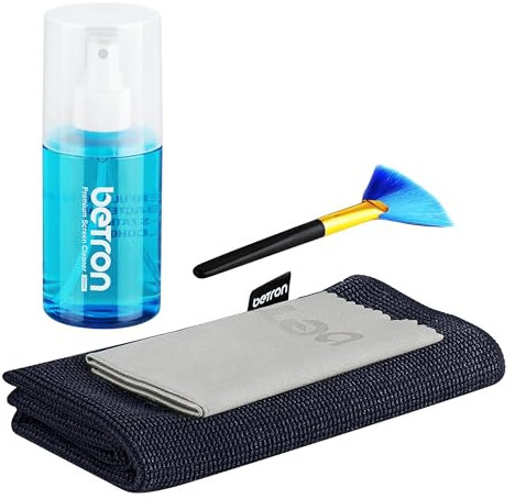 Betron Screen Cleaner Spray for LCD LED OLED TV, Smartphone, iPad, Laptop, Touchscreen, Computer Monitor, Cleaning Kit with Microfiber Wipes and Brush 200ml