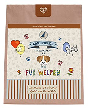 Lakefields Premium Trockenfleisch Menü Welpen Landhuhn mit Fenchel, Äpfeln und Kartoffeln für Welpen, Größe:2 x 2.5 Kg
