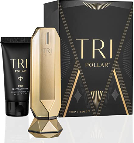 TriPollar STOP Vx Gold - Dispositivo per il trattamento del viso a radio frequenza, cura della pelle, Antirughe, Effetto lifting e rassodante. Placcato in oro 24K