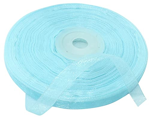 AERZETIX - C50864 - Organzaband glänzender dekorativer organza - 6mm x 45 meter - hellblau - kreative projekte nähkunst geschenkverpackung zur geburtstagsfeier