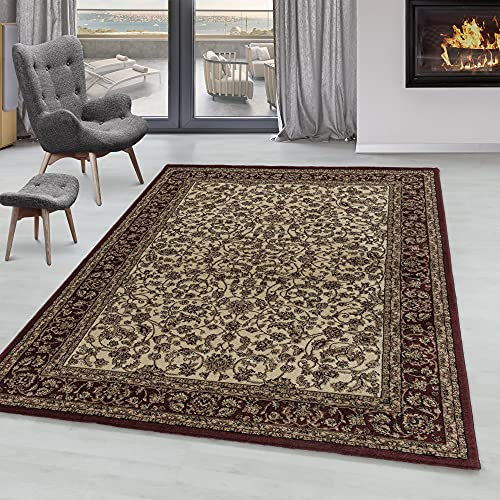 SIMPEX Kurzflor Teppich, Orientalisch Design, Teppich Natur, 240 x 340 cm, Teppich Orient-Stil, Teppich Wohnzimmer