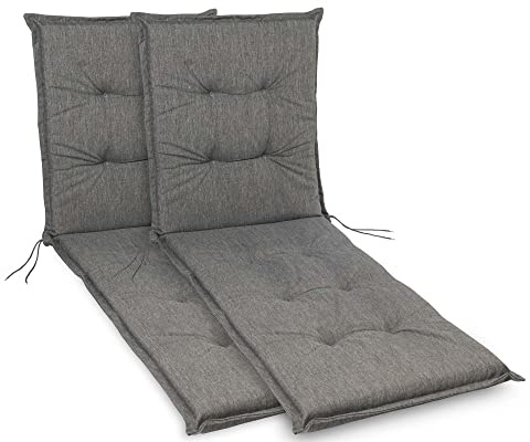 sunnypillow 2 Stück Liegenauflagen 190 x 60 - Auflage Sonnenliege Polster für Gartenliege extra dick 9cm - Polsterauflagen Outdoor, wasserdicht, UV Lichtecht für Gartenmöbel Liegestuhl Liegen - Grau