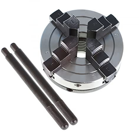 kimllier Portabrocas para torno de madera de 3 pulgadas, 4 mandíbulas, portabrocas de torno de madera de 1 pulgada x 8TPI, accesorios de torno de madera para torno CNC