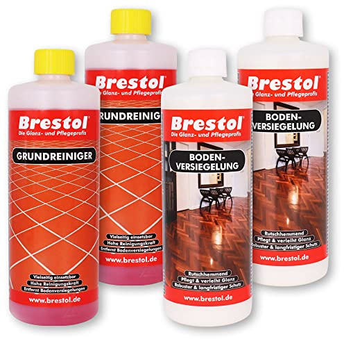 Limpiador de suelo 2 x 1000 ml concentrado + sellado de suelos 2 x 1000 ml para la limpieza profunda y posterior sellado de suelos laminados, parqué, suelos de baldosas, suelos de baldosas, etc.