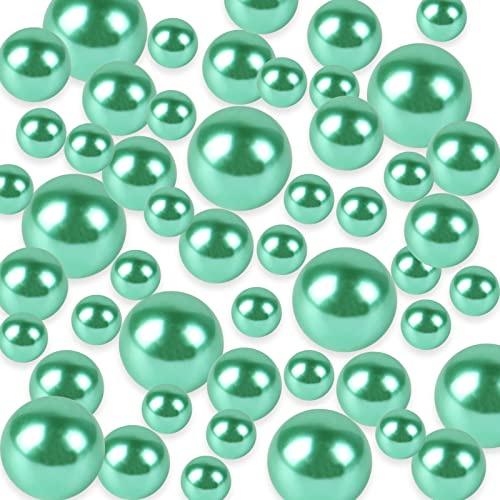Schwimmende Perlen für Vasenfüller, 150Pcs Kunstperlen, Floating Pearls, Deko Perlen Ohne Loch, Kunststoffperlen für Vasen DIY-Basteln Karneval Fasching Deko,8/14/20mm(Grün)