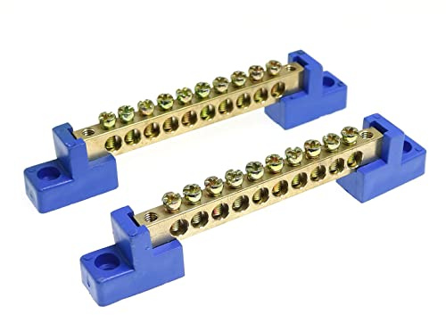 RLECS 2pcs Terminale Bus Bar 10 Posizioni Morsettiera Filo di Ottone Vite Terminale Striscia di messa a terra Bus Bar Block