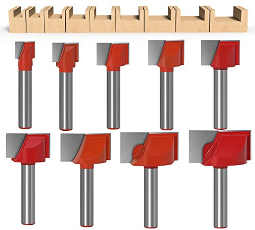 ASNOMY 8mm Schaft Bodenreinigung Fräser Set, 9 Stück Fräser Schaftfräser Schlitzfräser Set, zweischneidige Planfräser- 10/13/16/18/20/ 22/25/30/32mm
