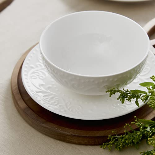 HOMLA SYLIA - Ciotola decorativa in porcellana, per servire snack, pratica aggiunta alla cucina, diametro 15 cm, colore bianco