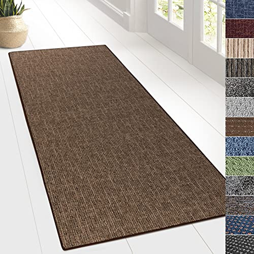 KARAT Teppich Läufer für Küche, Flur & Wohnraum - Teppichläufer auf Maß - Meterware - Flurteppich - Küchenläufer - Wohnzimmer Teppich (80 x 250 cm, Alto - Braun)
