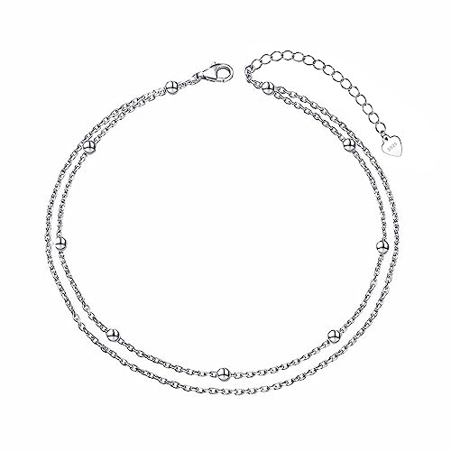 Cangall silver fotkedjor för kvinnor, 925 sterlingsilver vristlänk armband, flexibel justerbar fotkedja, sommar barfota strand silver vristlänk vid fotleden, silver fotspänne fotband fotsmycke, 18.5cm