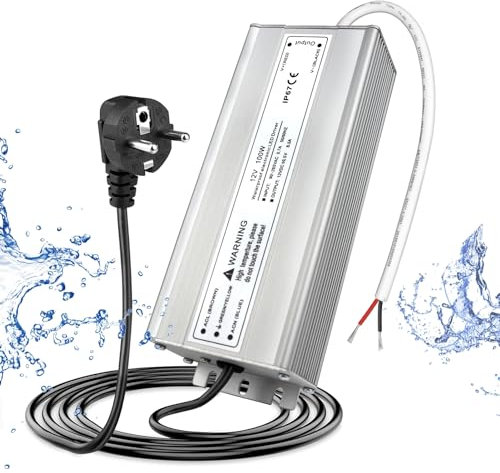 LightingWill LED Trafo 12V 100W IP67, Outdoor Wasserdicht Transformator mit Stecker, Netzteil für LED Streifen Lampen Strahler Lichtbänder