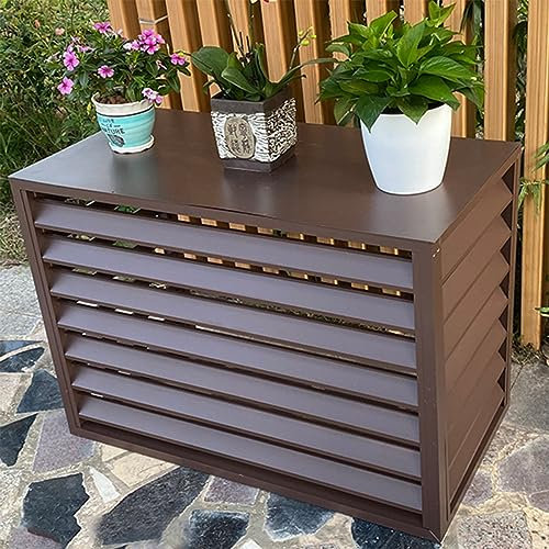 TAHALI Écran de clôture de climatiseur, couvertures d'unité de climatisation extérieure, Cacher la climatisation, étagère de Rangement pour présentoir de Plante extérieure,Brown-100 * 70 * 50cm