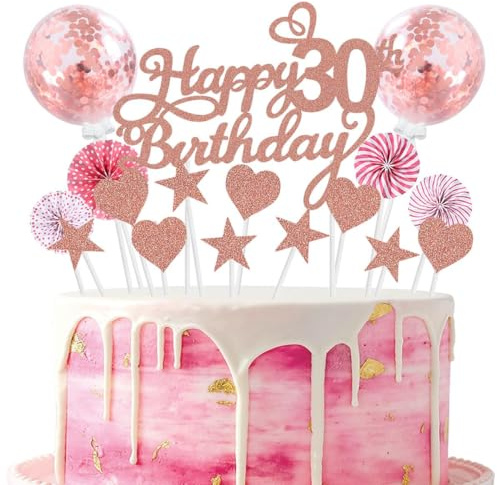SNOWZAN Tortendeko 30 Geburtstag Rosegold Kuchen Topper Happy 30 Birthday Cake Topper 30 Kuchendeko Geburtstag Kuchen Deko 30 Geburtstag Junge Tortendeko 30 Geburtstag Frauen 30.geburtstag Frau