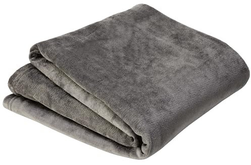 Olivia Rocco Flannel Fleece Throw Blanket Super Soft Warm Fluffy for Bed Sofa Couch Chair Lightweight and Cozy Solid Design, 130 x 150 cm Charcoal