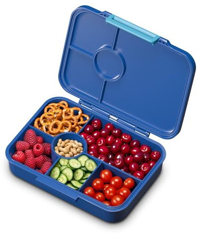 Schmatzfatz fiambrera - fiambrera compartimentos para niños, bento box, a prueba de fugas, tritán sin BPA, apta para lavavajillas, 4-6 compartimentos, modular, azul marino
