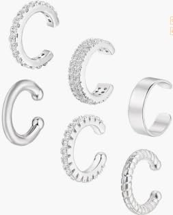 DHRUTI Ear Cuff Earrings for Women Trendy Crystal Non Piercing Clip on Earrings for Teen Girls Trendy Stuff Gifts Stocking Stuffers for Teens Christmas Gifts, Acciaio inossidabile