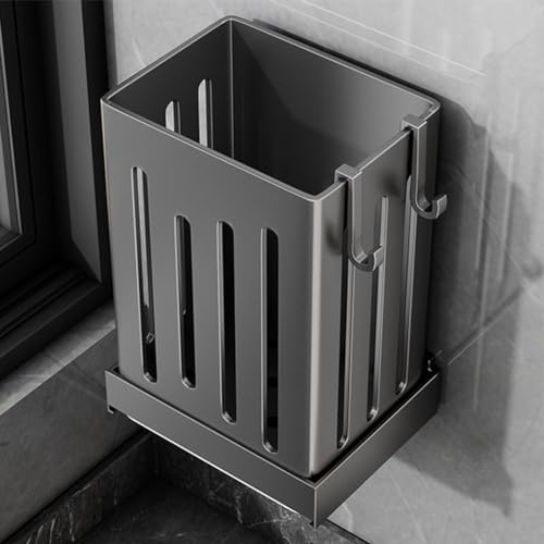 Soporte multifuncional para vajilla, estante de secado de cocina montado en la pared, escurridor de platos, 12 x 8,5 x 6,2 cm (negro)