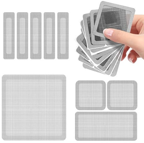 teeppo Nastro Ripara Zanzariere 39 Pcs - Ripara Zanzariera in Fibra di Vetro - Nastro Adesivo Ripara Zanzariere - Kit Riparazione Zanzariere - Ripara Rapidamente Strappi per Finestre e Porte