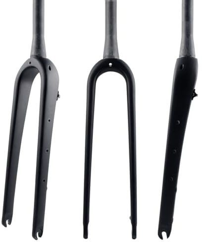 Karbonfaser-starre Gabel 700C Gravel Rennradgabel 1-1/8 gerade/konisch zulaufende Scheibenbremse Vordergabel QR 9 x 100 mm (Farbe: mattschwarz, Größe: konisch)