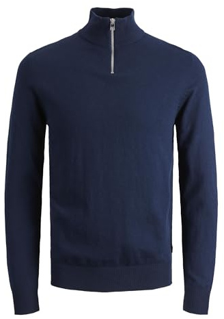 JACK&JONES JUNIOR Jjeemil stickad halv dragkedja Noos Jnr stickad tröja, marinblå blazer, 140