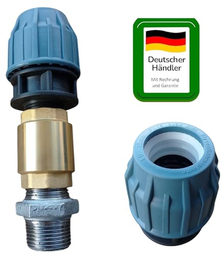 PAG Turbo GmbH - Anschlussset für Tiefbrunnenpumpe mit Rückschlagventil für PE-Rohr Kunststoffrohr (1 1/2 x 40mm)