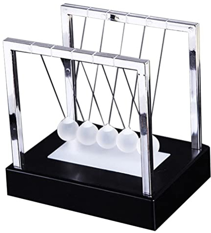 Glowing Newton Swing Ball, Newtons Cradle LED Light Up Energy Home Office Science Toy, Study Decor, Desk Ornament Gift (A)