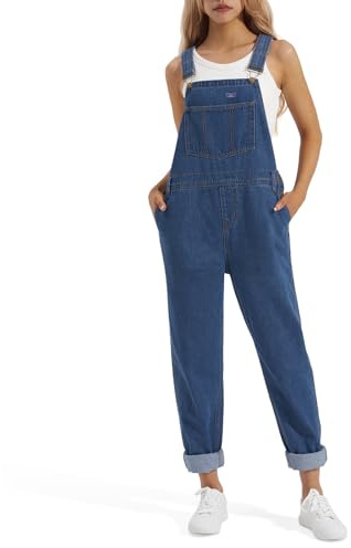 HISEA Salopette da donna in denim, vestibilità ampia, salopette da lavoro casual con tasche per l'autunno