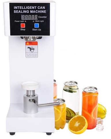 5pcs/Min Automatic Cup Sealer Machine, Electric Can Sealer Seamer Can Closing Machine, Tin Can Seaming Closing Capping Machine, with Counter & Display,White-110V