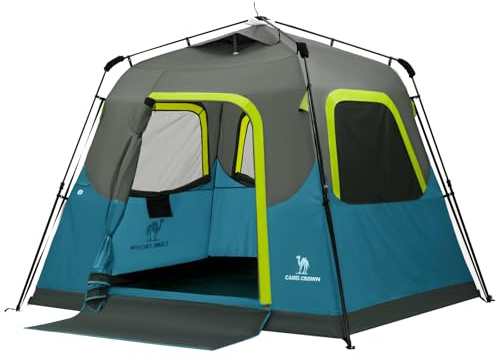 CAMEL CROWN Instant Tents for Camping 2-4 Person Tent Waterproof Easy Setup Sets Up in 60 Seconds Backpacking Tents with Carry Bag for Outdoor Hiking Ink Blue