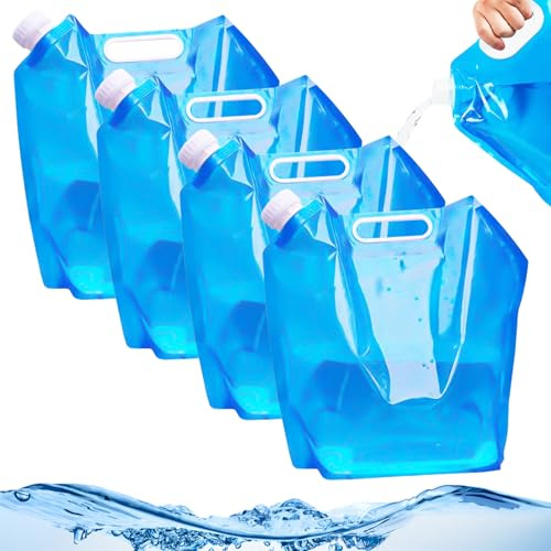 GOTRUST 10L Collapsible Water Container, 4PCS Portable Camping Water Bag, Car Water Carrier Containers, Outdoor Folding Drinking Water Bags for Sport Hiking Picnic BBQ