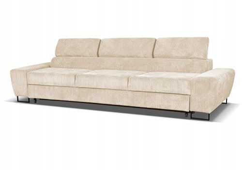 Family Meble Couch, Modell Savio, Modern Cordsofa, Dreisitzer-Sofa, Relaxsofa, Loungesofa, Fernsehsofa, Bequemer Sofa, Verstellbare Rückenlehne, Für Wohnzimmer, Esszimmer, Schlafzimmer, Büro, Beige