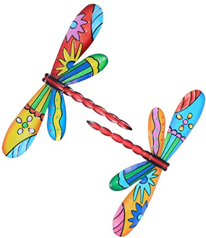 VOSAREA 2pcs Iron Dragonfly Wall Art Decors Creative Household Adornments for Garden Ornaments and Accessories