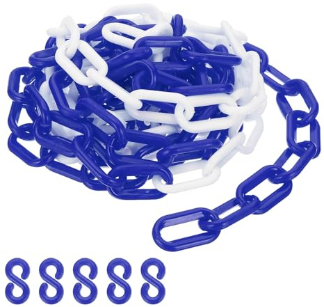 PATIKIL Blau/Weiße Kunststoffkette, 10 ft 6mm Absperrkette Sicherheitsbarriere für Warnsicherheit Parkplatz, Personenkontrolle Zaun Tor Konzert Baustelle Absperrung Von Flächen