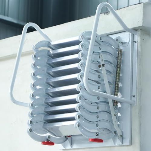 Scala pieghevole per mansarda con gradini di accesso a parete, in lega di titanio e magnesio, ideale per soffitte e tetti, facile installazione e utilizzo