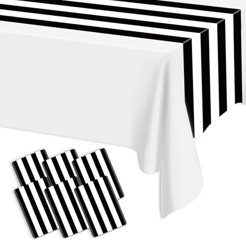 Tischläufer, Schwarz Und Weiß Gestreift, 35 X 275 cm, Schwarze Streifen, Kunststoff, Einweg, Klassisch, Gestreift, Tischdekoration Für Partys, Hochzeiten, Esszimmer, Feiern, 6 Stück