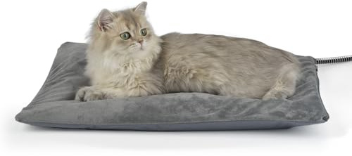 Petace Outdoor Heated Cat Bed, Soft Pet Heating Pad Inflatable with Steel-Wrapped Cord, Outside Pet Warmer for Feral Cats and Dogs, 50 x 40 cm, 40 Watts